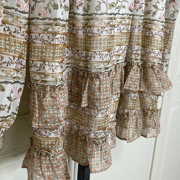 Koko & Mason Women’s Ivory Floral Print Long Sleeve Mini Dress Sz M Smocked NWT - Picture 7 of 13